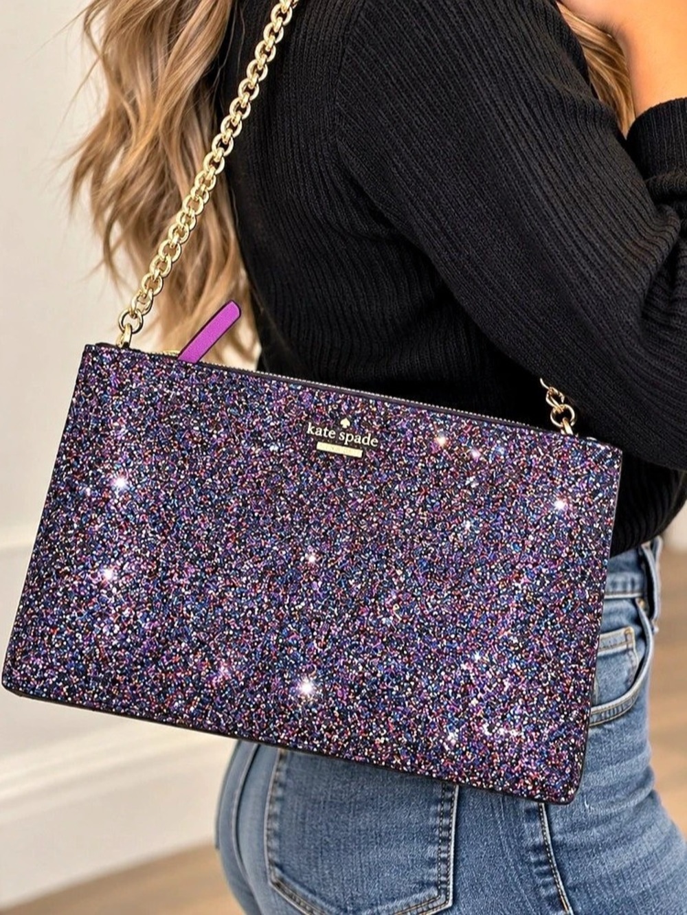 Kate Spade Cameron Street Glitter Sima Crossbody Clutch Multicolor